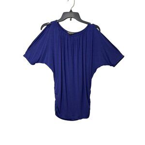Tommy Bahama Women's Purple Ruched Sides Split Shoulder Top Size Small